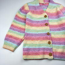 Load image into Gallery viewer, Girls Milkshake, rainbow stripe chenille knit cardigan, EUC, size 8,