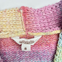 Load image into Gallery viewer, Girls Milkshake, rainbow stripe chenille knit cardigan, EUC, size 8,