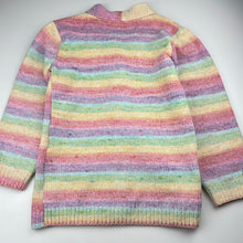 Load image into Gallery viewer, Girls Milkshake, rainbow stripe chenille knit cardigan, EUC, size 8,