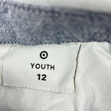 Load image into Gallery viewer, Boys Target, blue cotton long-sleeve shirt, light mark back right cuff, FUC, size 12,