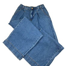 Load image into Gallery viewer, Girls Forever New, blue denim wide leg jeans adjustable, GUC, size 10,