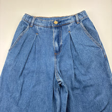Load image into Gallery viewer, Girls Forever New, blue denim wide leg jeans adjustable, GUC, size 10,