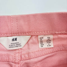 Load image into Gallery viewer, Girls H&amp;M, pink jeggings/leggings elasticated, EUC, size 4,