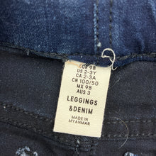 Load image into Gallery viewer, Girls H&amp;M, dark stretch denim leggings/jeggings elasticated, GUC, size 3,