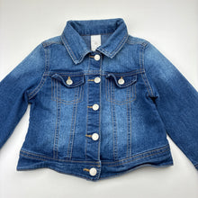 Load image into Gallery viewer, Girls Target, blue stretch denim jacket, poppers, GUC, size 3,