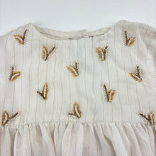 Load image into Gallery viewer, Girls Mini Minors Boutique, lined lightweight, beaded top, bell sleeves, GUC, size 3-4,