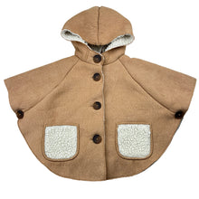 Load image into Gallery viewer, Girls Country Road, fleece lined faux suede hooded poncho, small hole lower back, FUC, size 2-3,