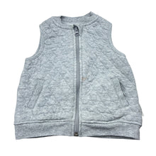 Load image into Gallery viewer, Unisex Purebaby, quilted organic cotton blend vest, mark on front, FUC, size 1,