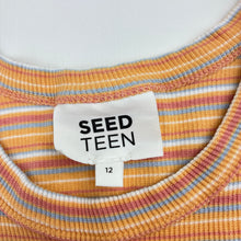 Load image into Gallery viewer, Girls Seed, striped ribbed casual dress, light mark back hem, FUC, size 12, L: 67cm