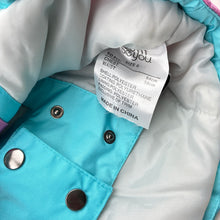 Load image into Gallery viewer, Girls Be Fit Be You, colourful ski jacket/coat, marks on cuffs, FUC, size 6,