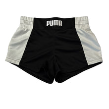 Load image into Gallery viewer, Girls Puma, black and white sports shorts elasticated, EUC, size 13-14,