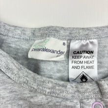Load image into Gallery viewer, Girls Peter Alexander, grey cotton sleep suit, light mark on chest, FUC, size 8,
