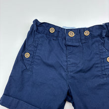 Load image into Gallery viewer, Boys Dymples, navy cotton shorts adjustable, GUC, size 0,