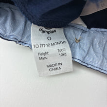 Load image into Gallery viewer, Boys Dymples, navy cotton shorts adjustable, GUC, size 0,