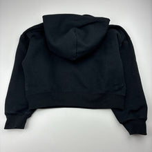 Load image into Gallery viewer, Girls Uniqlo, black stretchy cropped hoodie sweater, tennis, GUC, size 7-8,