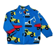 Load image into Gallery viewer, Boys Anko, fleece zip up sweater, tractors, diggers, GUC, size 2,