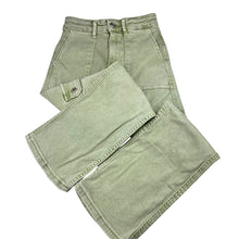 Load image into Gallery viewer, Girls Zara, green stretch denim cargo pants adjustable, FUC, size 9,