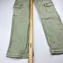 Load image into Gallery viewer, Girls Zara, green stretch denim cargo pants adjustable, FUC, size 9,