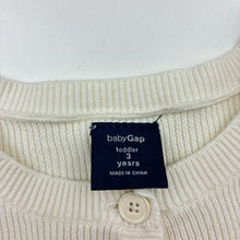 Load image into Gallery viewer, Girls Gap, knitted cotton cardigan, mark back left sleeve, FUC, size 3,