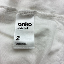 Load image into Gallery viewer, Unisex Anko, white cotton t-shirt, GUC, size 2,