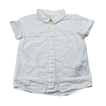 Load image into Gallery viewer, Boys H&amp;M, white cotton short sleeve shirt, FUC, size 1-2,