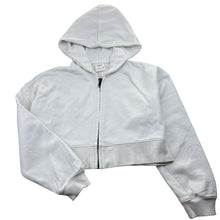 Load image into Gallery viewer, Girls Zara, white cropped zip hoodie sweater, FUC, size 9-10,