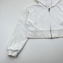 Load image into Gallery viewer, Girls Zara, white cropped zip hoodie sweater, FUC, size 9-10,