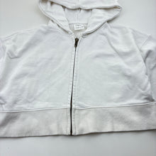 Load image into Gallery viewer, Girls Zara, white cropped zip hoodie sweater, FUC, size 9-10,