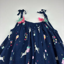 Load image into Gallery viewer, Girls Target, navy viscose dress, fairground, wash fade, FUC, size 2, L: 50cm