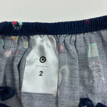 Load image into Gallery viewer, Girls Target, navy viscose dress, fairground, wash fade, FUC, size 2, L: 50cm