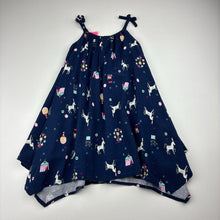 Load image into Gallery viewer, Girls Target, navy viscose dress, fairground, wash fade, FUC, size 2, L: 50cm