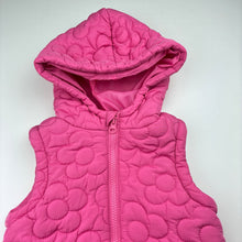 Load image into Gallery viewer, Girls Anko, pink quilted hooded vest, light marks on front, FUC, size 2,