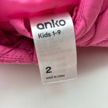 Load image into Gallery viewer, Girls Anko, pink quilted hooded vest, light marks on front, FUC, size 2,