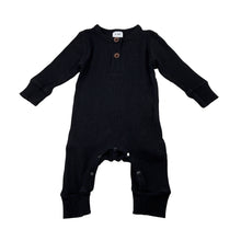 Load image into Gallery viewer, Unisex black, ribbed romper, EUC, size 000,