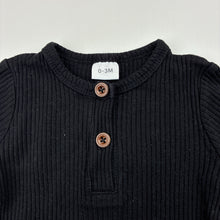 Load image into Gallery viewer, Unisex black, ribbed romper, EUC, size 000,