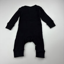 Load image into Gallery viewer, Unisex black, ribbed romper, EUC, size 000,