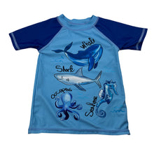 Load image into Gallery viewer, Unisex EwBob, short sleeve rashie/swim top, GUC, size 3-4,