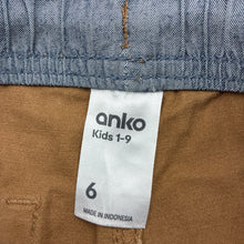 Load image into Gallery viewer, Boys Anko, brown stretch cotton shorts elasticated, FUC, size 6,