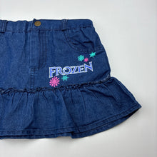 Load image into Gallery viewer, Girls Frozen, lightweight denim skirt elasticated, EUC, size 4,