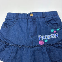 Load image into Gallery viewer, Girls Frozen, lightweight denim skirt elasticated, EUC, size 4,