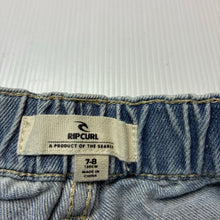 Load image into Gallery viewer, Girls Rip Curl, blue denim shorts elasticated, GUC, size 7-8,