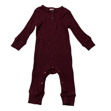 Load image into Gallery viewer, Unisex burgundy, stretchy ribbed romper, GUC, size 0,