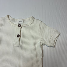 Load image into Gallery viewer, Unisex white, stretchy ribbed romper, GUC, size 000,