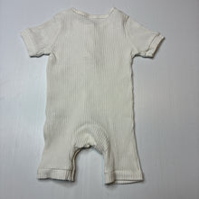 Load image into Gallery viewer, Unisex white, stretchy ribbed romper, GUC, size 000,