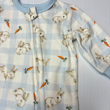Load image into Gallery viewer, Unisex Baby Berry, stretchy zip romper, rabbits, EUC, size 000,