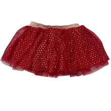 Load image into Gallery viewer, Girls Mango, lined red tulle and gold glitter skirt elasticated, EUC, size 1,