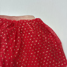 Load image into Gallery viewer, Girls Mango, lined red tulle and gold glitter skirt elasticated, EUC, size 1,