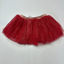 Load image into Gallery viewer, Girls Mango, lined red tulle and gold glitter skirt elasticated, EUC, size 1,