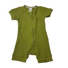 Load image into Gallery viewer, Unisex Bonds, green waffle cotton zip romper, EUC, size 00,