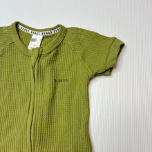 Load image into Gallery viewer, Unisex Bonds, green waffle cotton zip romper, EUC, size 00,